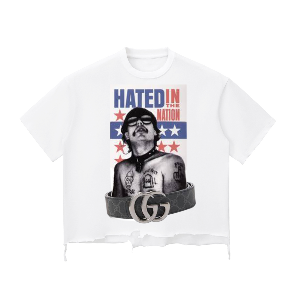 GG Allin Hated in the Nation inspired Snow Wash Raw-Hem Boxy T-shirt
